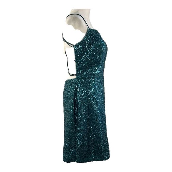 Glamorous Emerald Sequin Mini Dress by Prom Girl - Picture 6 of 7